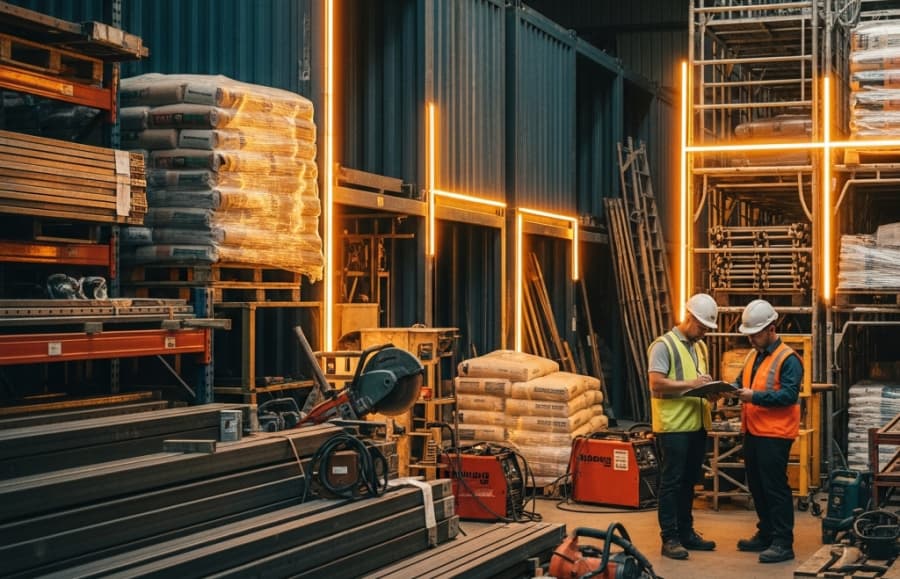 Materiales industriales y maquinaria ligera lista para envío.